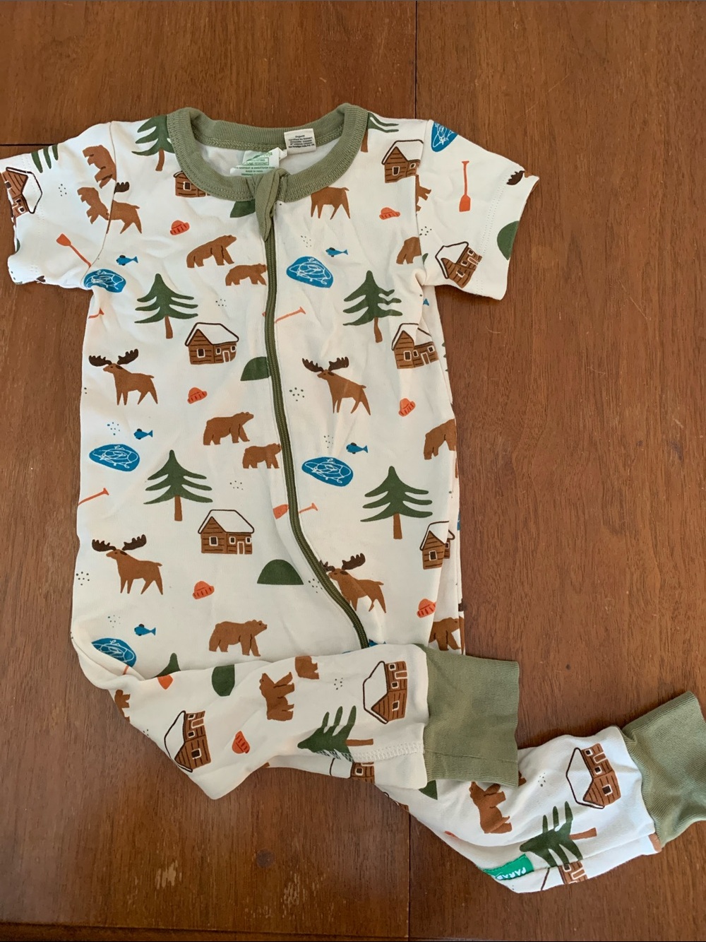 🫐3/$30 Parade Organics Baby Cabin & Woodland Animals Zip Romper